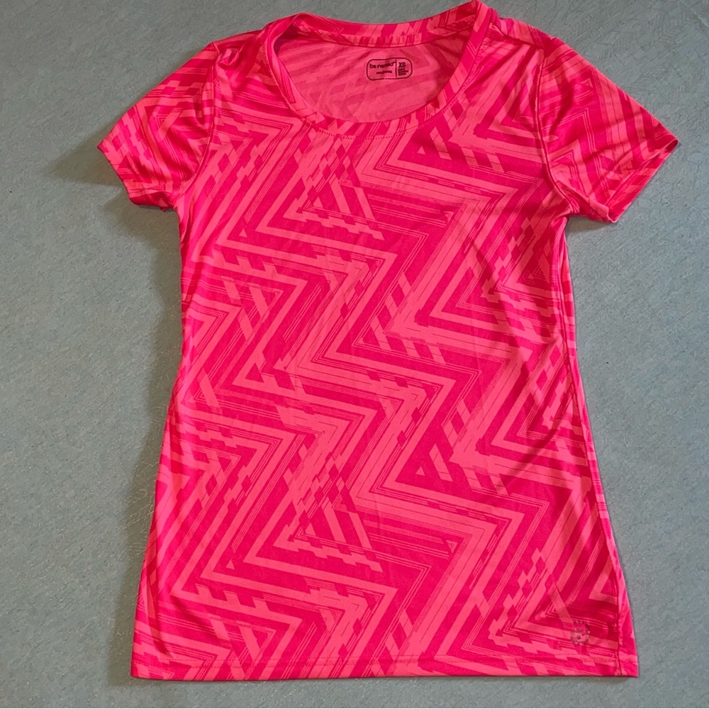 Be Inspired XS bright pink and orange 100% Polyester quick dry top EUC